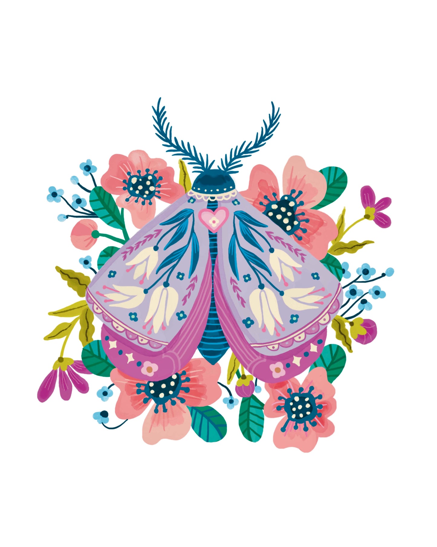 Floral Moth Art Print