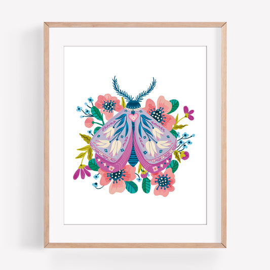 Floral Moth Art Print