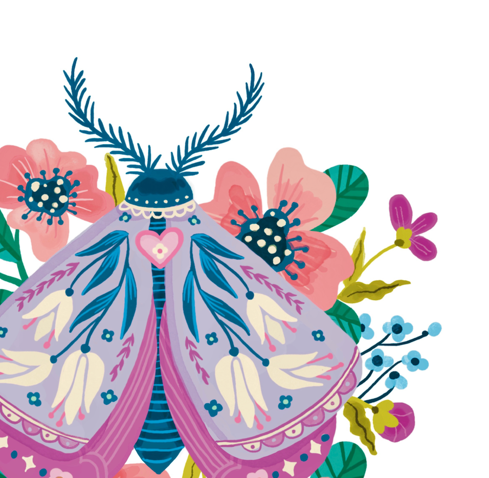 Floral Moth Art Print