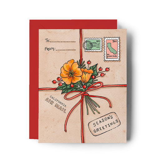 California Poppy Holiday Package Card