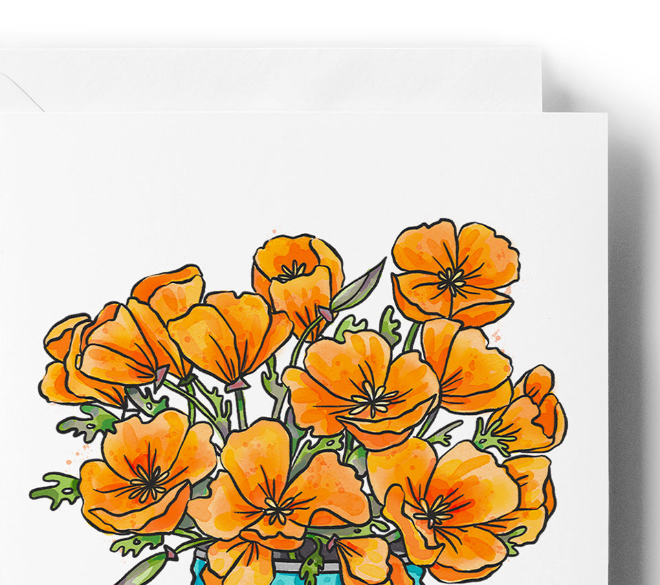 California Poppy Bouquet Card