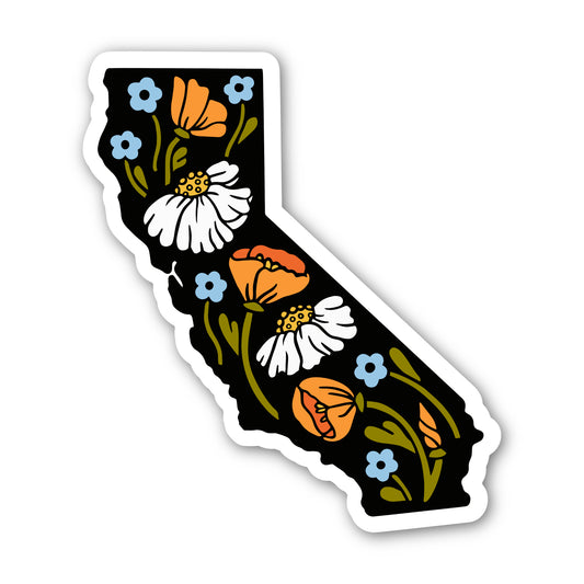 Floral California State Sticker