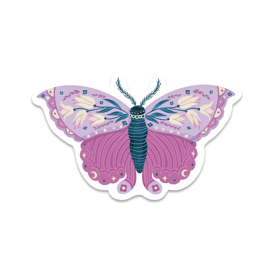 Purple Floral Moth Sticker