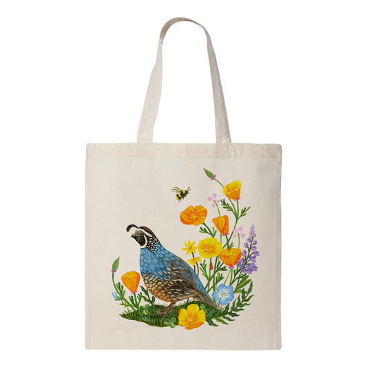 California Quail & Wildflowers Tote