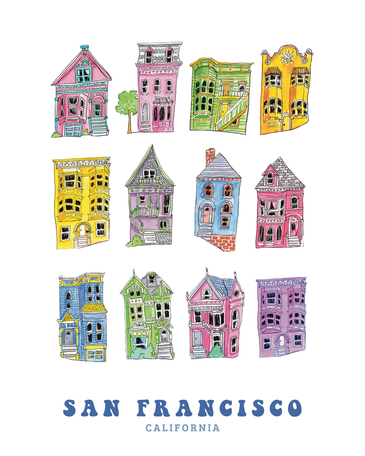 San Francisco Colorful Houses Art Print