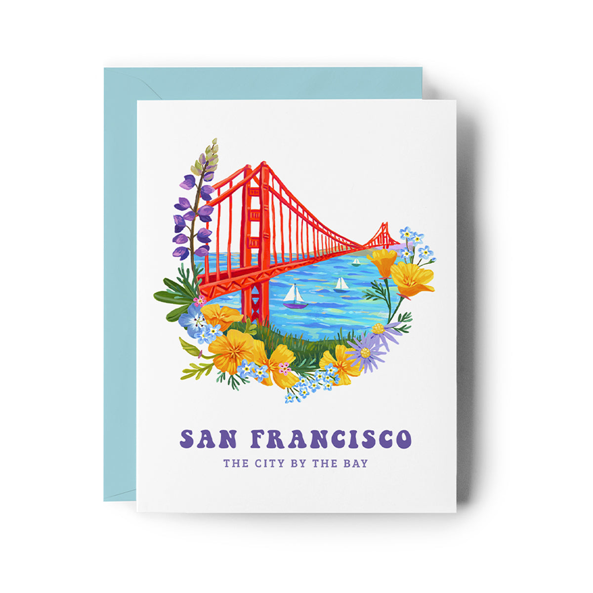 Golden Gate Bridge & Wildflowers Card