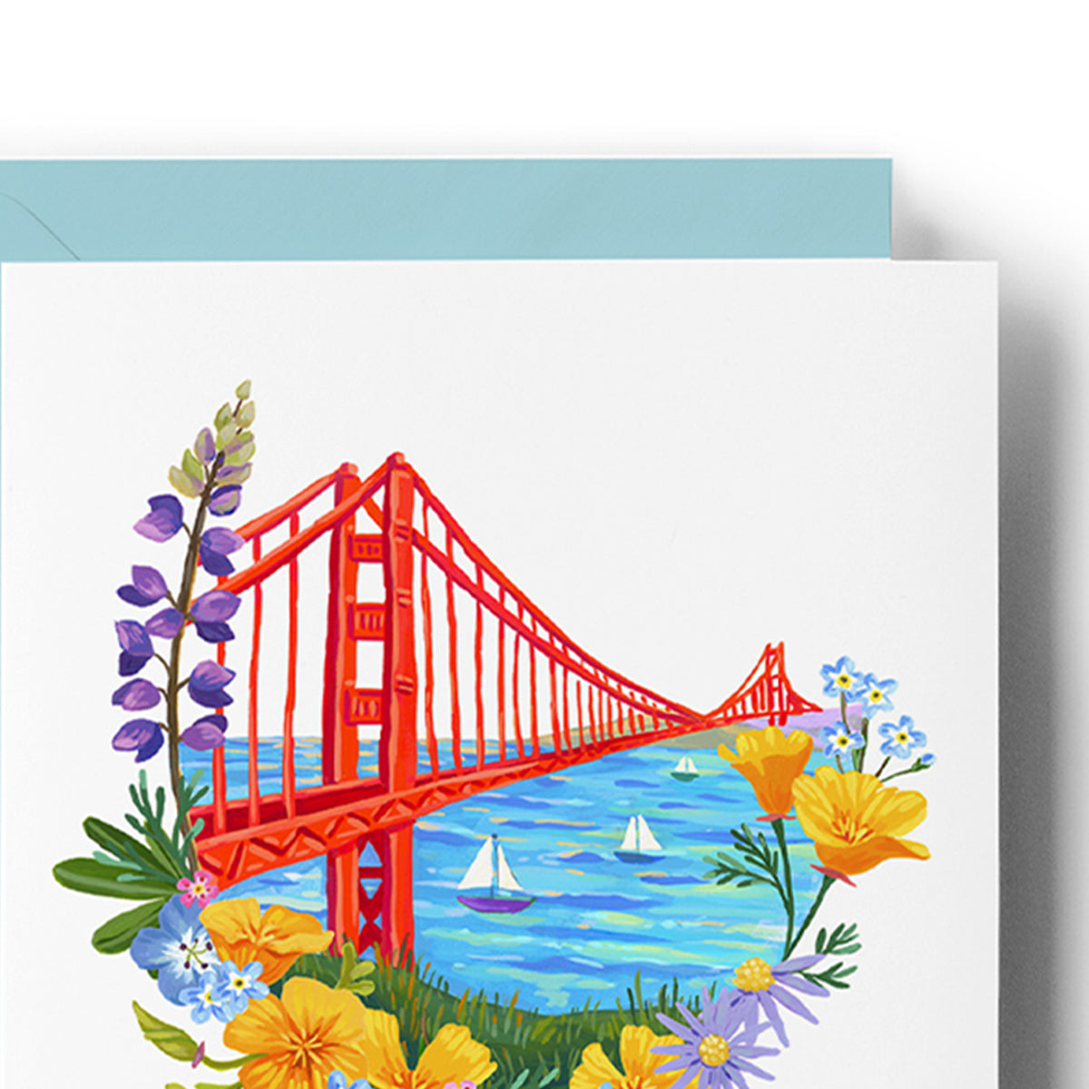 Golden Gate Bridge & Wildflowers Card