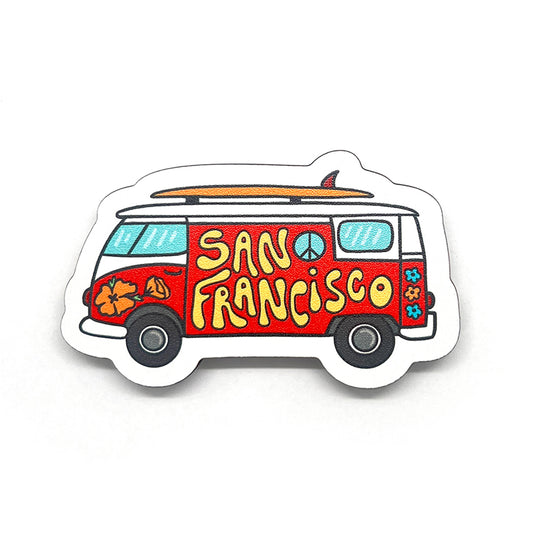 San Francisco Surf Van Wood Magnet