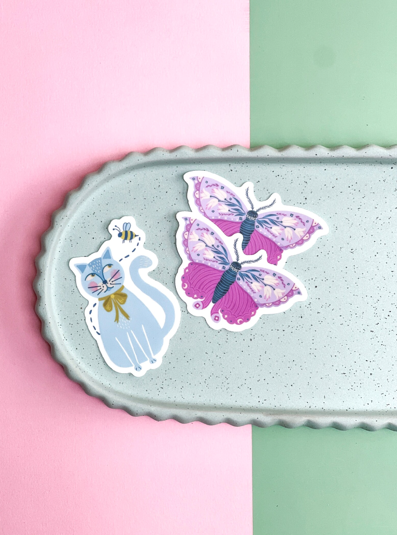 Purple Floral Moth Sticker