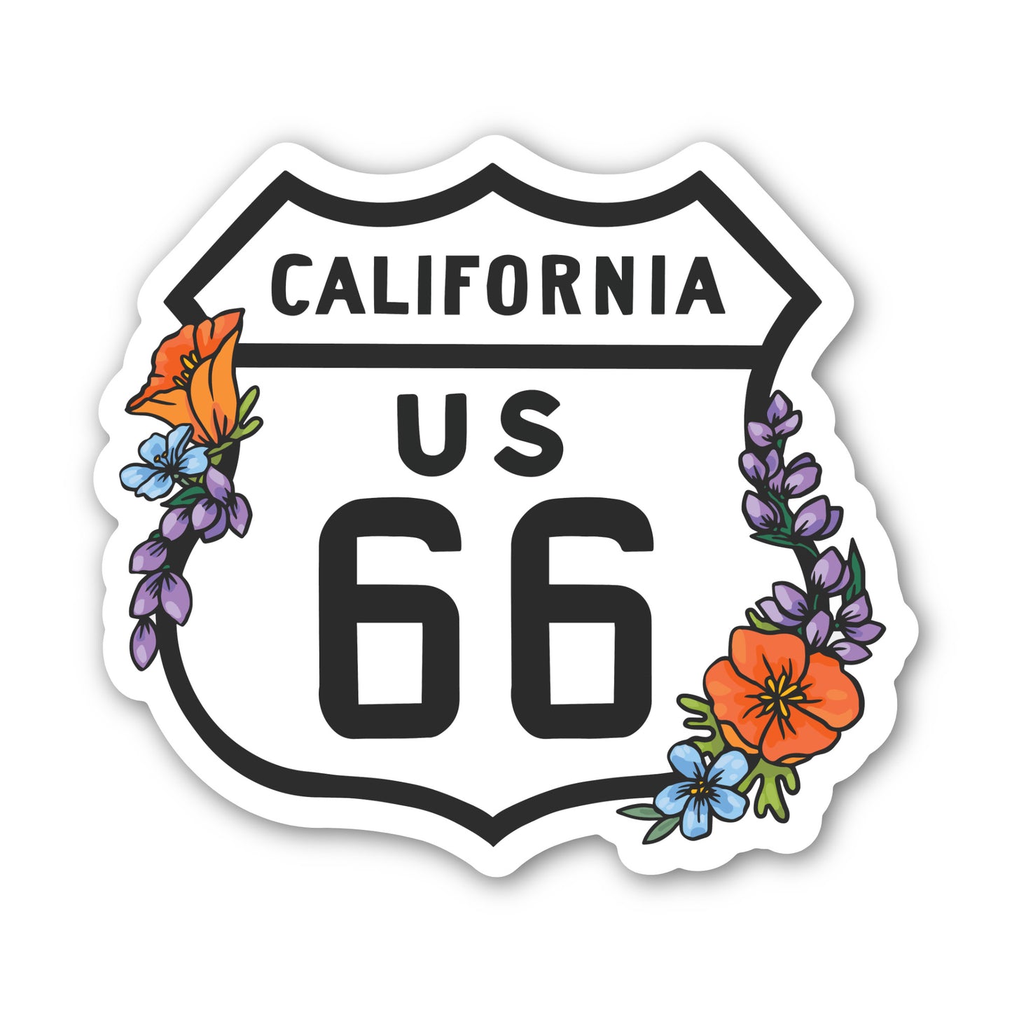 California Route 66 Poppy Sticker